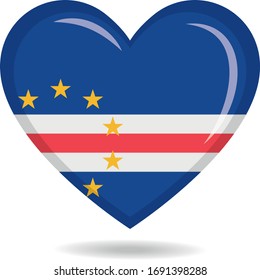 Cape Verde national flag in heart shape vector illustration