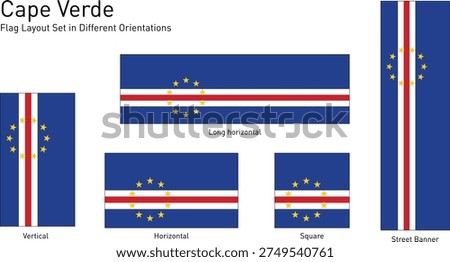 Cape Verde National Flag Layout Set in Multiple Orientations