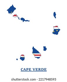 Cape Verde National Flag Map Design, Illustration Of Capo Verde Country Flag Inside The Map