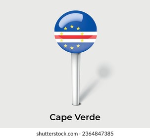 Cape Verde national flag map marker pin icon illustration