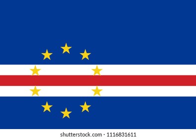 Cape Verde national flag, official flag of Cape Verde accurate colors, true color