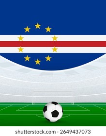 Cape Verde National Football Theme, Stadium and Soccer Ball. Soccer Match Concept in Cape Verde. Ideal for use in sports event promotions, football themed designs, and tournament advertisements.