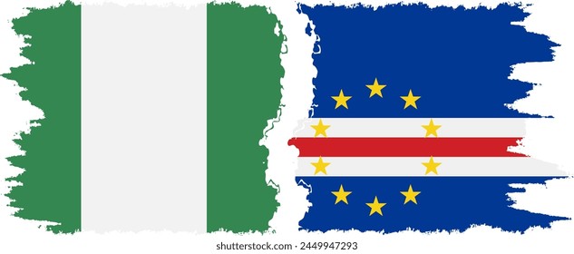 Cape Verde and Nigeria grunge flags connection, vector