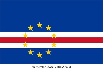 Cape Verde official flag vector with standard size and proportion. National flag emblem with accurate size and colors.