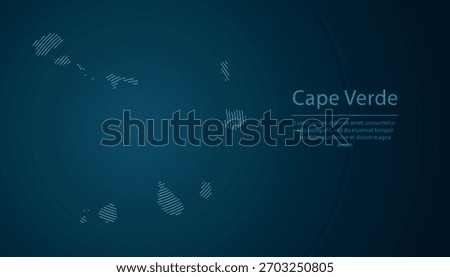 Cape Verde outline map filled with concentric circles on dark gradient background