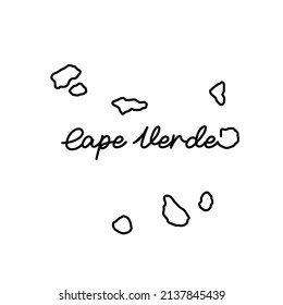 Cape Verde outline map with the handwritten country name. Continuous line drawing of patriotic home sign. A love for a small homeland. T-shirt print idea. Vector illustration.