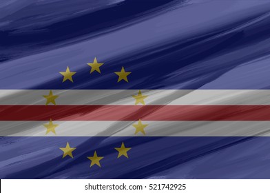 Cape Verde painted / drawn vector flag. Dramatic, unusual look. Vector file contains flag and texture layers