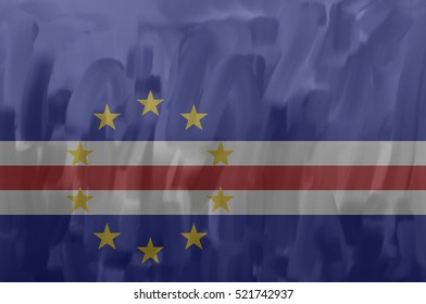 Cape Verde painted / drawn vector flag. Dramatic, unusual look. Vector file contains flag and texture layers