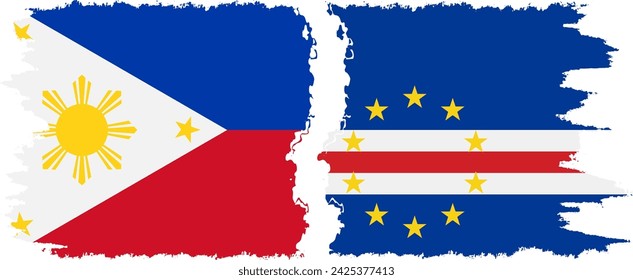 Cape Verde and Philippines grunge flags connection, vector