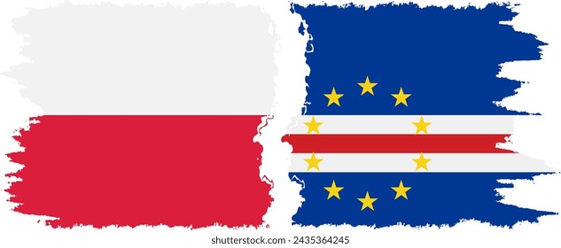 Cape Verde and Poland grunge flags connection, vector