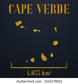 Cape Verde, Praia golden solid country outline silhouette, realistic piece of world map template, for infographic, vector illustration, isolated object, background. From countries set