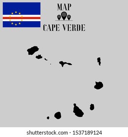 Cape Verde, Praia outline world map silhouette vector illustration, creative design background, national country flag, design element, symbols from countries all continents set. 