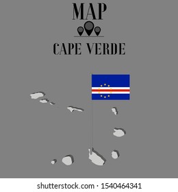 Cape Verde, Praia outline world map silhouette vector illustration, creative design background, national country flag, design element, symbols from countries all continents set. 