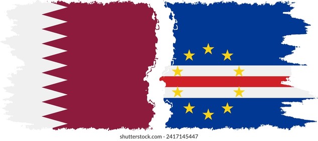 Cape Verde and Qatar grunge flags connection, vector