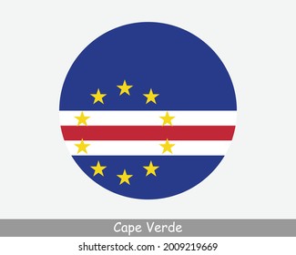 Cape Verde Round Circle Flag. Cabo Verde, Verdean Circular Button Banner Icon. EPS Vector