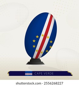 Cape Verde Rugby Ball on Rugby Kicking Tees with Modern Design. Illustration perfect for sports, national pride, and rugby-related projects.