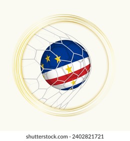 Cape Verde scoring goal, abstract football symbol with illustration of Cape Verde ball in soccer net. Vector sport illustration.