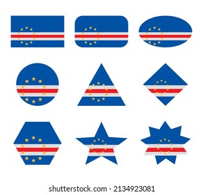 cape verde set of flags with geometric shapes