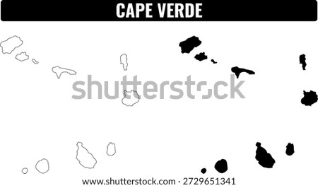 Cape Verde shapes set showing the outline of the islands and landforms in a clear format