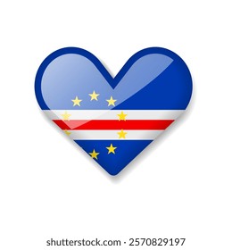 Cape Verde - Shiny Flag in the Form of Heart. Vector Illustration.