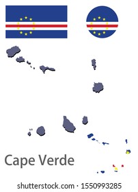  Cape Verde silhouette and flag vector illustration