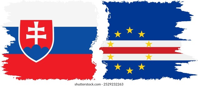 Cape Verde and Slovakia grunge flags connection, vector