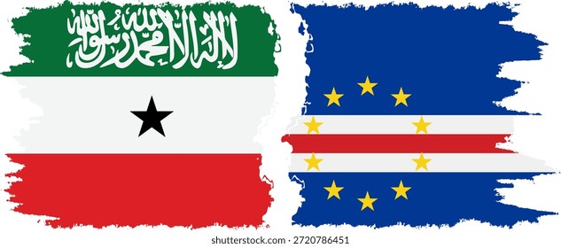 Conexão das bandeiras grunge de Cabo Verde e da Somalilândia, vetor