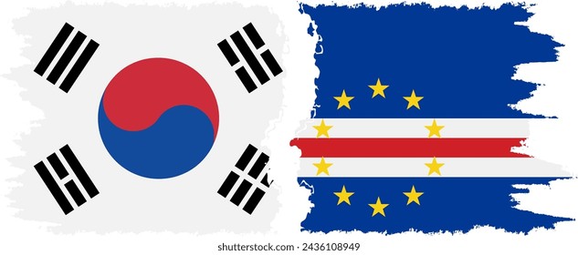 Cape Verde and South Korea grunge flags connection, vector