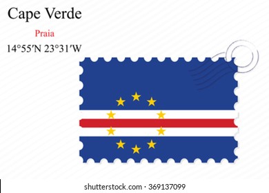 cape verde stamp design over stripy background, abstract vector art illustration, image contains transparency