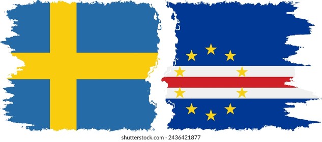 Cape Verde and Sweden grunge flags connection, vector