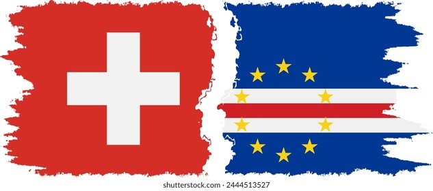 Cape Verde and Switzerland grunge flags connection, vector