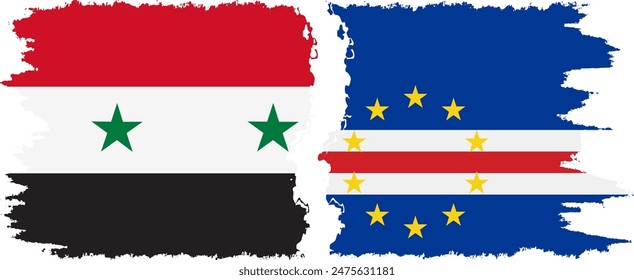 Cape Verde and Syria grunge flags connection, vector