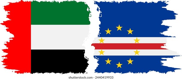 Cape Verde and United Arab Emirates grunge flags connection, vector