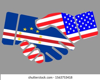 Cape Verde and USA flags Handshake vector