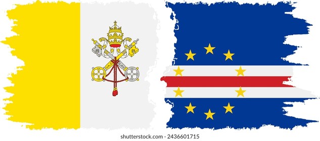 Cape Verde and Vatican grunge flags connection, vector