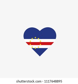 Cape Verde Vector Flag Inside heart shape graphic element Illustration template design
