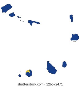 Cape Verde vector map with the flag inside.