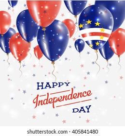 Cape Verde Vector Patriotic Poster. Independence Day Placard with Bright Colorful Balloons of Country National Colors. Cape Verde Independence Day Celebration.