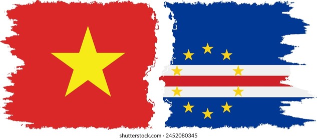 Cape Verde and Vietnam grunge flags connection, vector