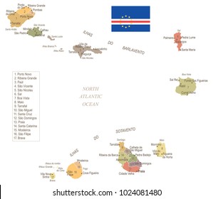 Cape Verde - vintage map and flag - High Detailed Vector Illustration