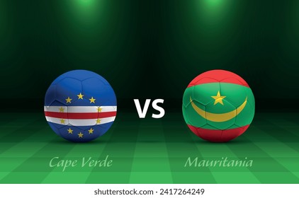 Cape Verde vs  Mauritania football scoreboard broadcast template for soccer africa tournament 2023