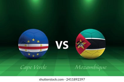 Cape Verde vs Mozambique football scoreboard broadcast template for soccer africa tournament 2023