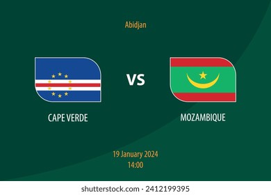 Cape Verde vs Mozambique football scoreboard broadcast template for soccer africa tournament 2023