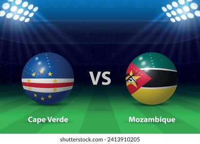 Cape Verde vs Mozambique Football scoreboard broadcast graphic soccer template