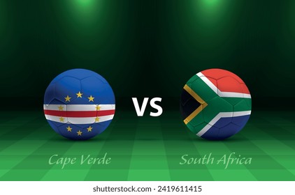 Cape Verde vs  South Africa football scoreboard broadcast template for soccer africa tournament 2023