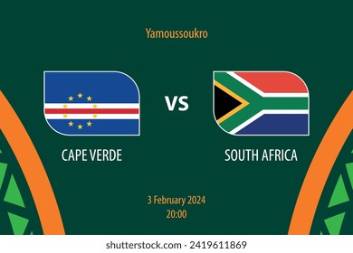 Cape Verde vs South Africa football scoreboard broadcast template for soccer africa tournament 2023