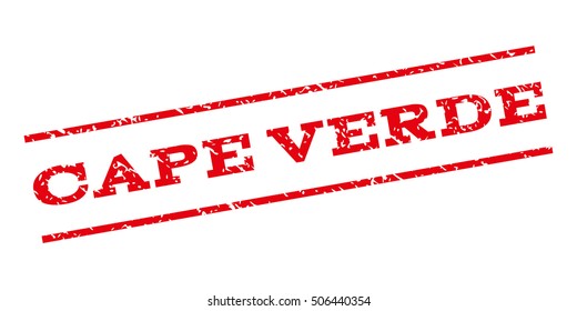Cape Verde watermark stamp. Text tag between parallel lines with grunge design style. Rubber seal stamp with scratched texture. Vector red color ink imprint on a white background.