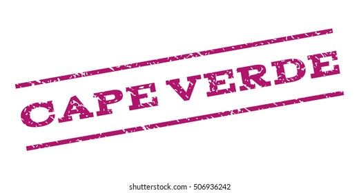 Cape Verde watermark stamp. Text tag between parallel lines with grunge design style. Rubber seal stamp with dirty texture. Vector purple color ink imprint on a white background.