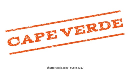 Cape Verde watermark stamp. Text tag between parallel lines with grunge design style. Rubber seal stamp with dirty texture. Vector orange color ink imprint on a white background.