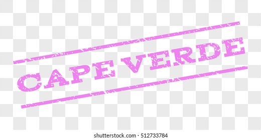Cape Verde watermark stamp. Text tag between parallel lines with grunge design style. Rubber seal stamp with dirty texture. Vector violet color ink imprint on a chess transparent background.